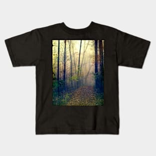 Wandering in a Foggy Woodland Kids T-Shirt